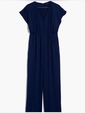 Madewell Navy V-Neck Wide-Leg Jumpsuit